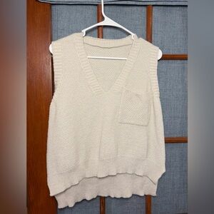 Chic Cream V-Neck Sweater Vest